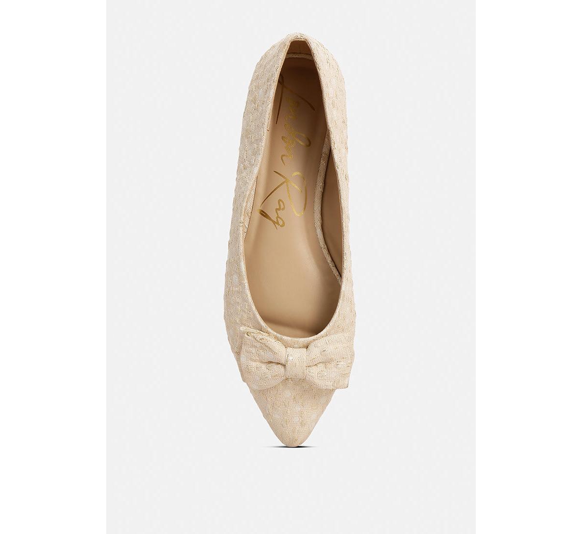 Womens cicely jacquard bow embellished ballet flats