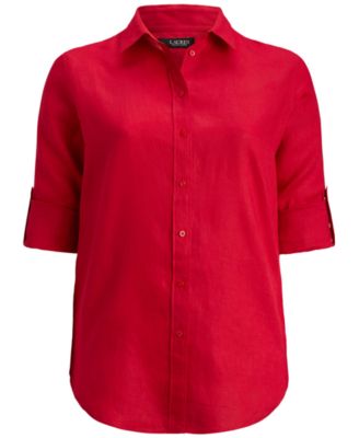 Plus Size Karrie Relaxed Fit Linen Point Collar Shirt