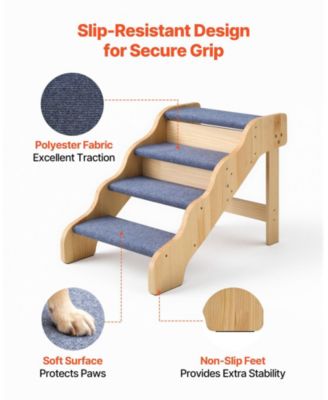 4-Step Wooden Pet Stairs for High Beds, Sofa, or Car, Non-Slip Surface, 150 lb Capacity