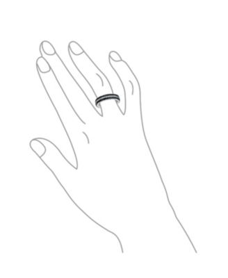 Pave Cubic Zirconia 3 Row Stripe CZ Statement Black & White Eternity Band Ring .925 Sterling Silver