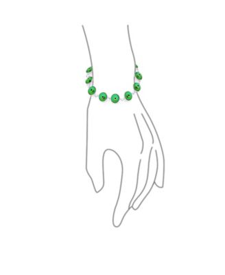 Good Luck Amulet Turkish Translucent Green Glass Evil Eye Bracelet Sterling Silver 7.5 Inch