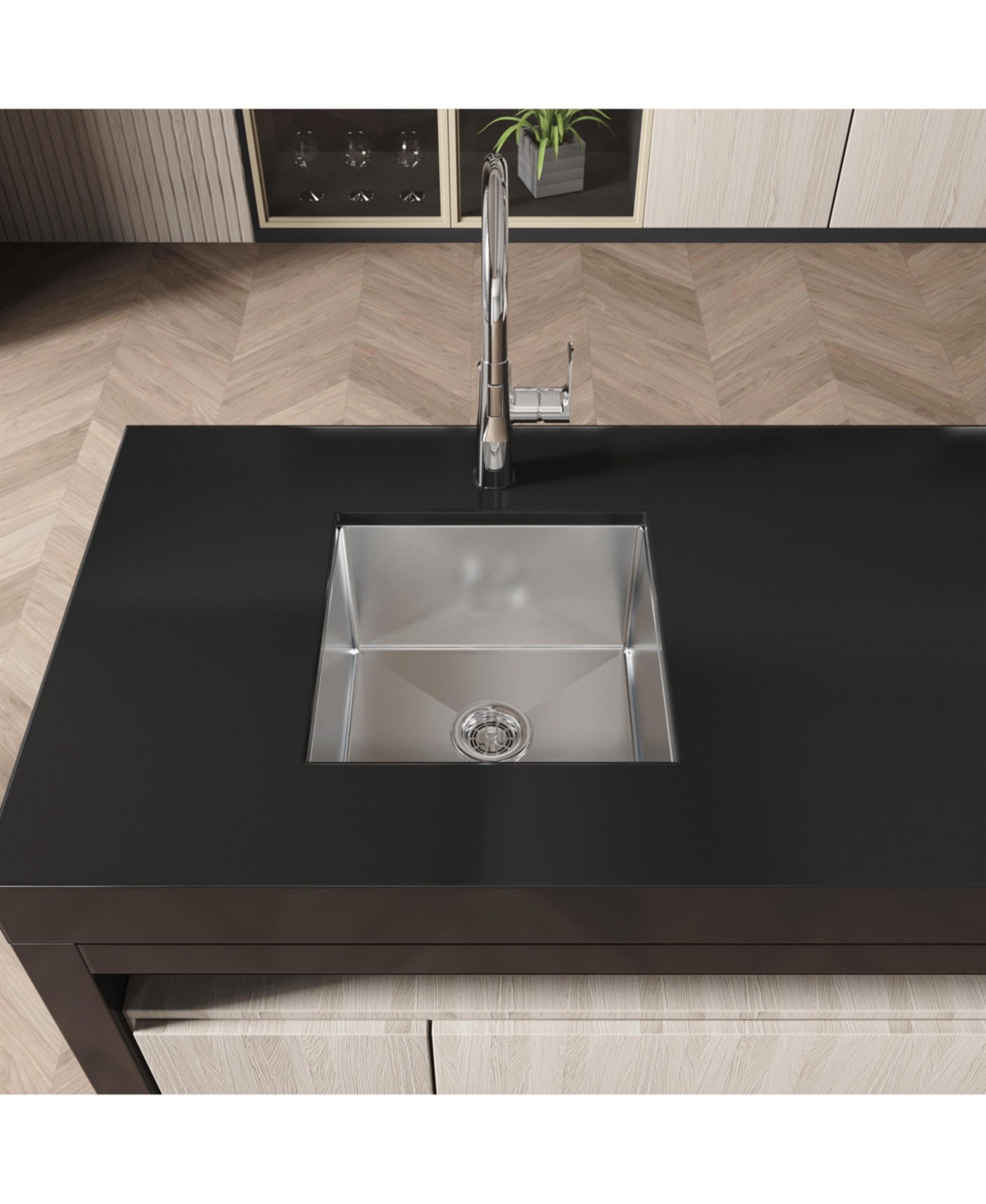 flynama Brushed Nickel Stainless Steel Kitchen Sink Single Bowl Undermount Handmade