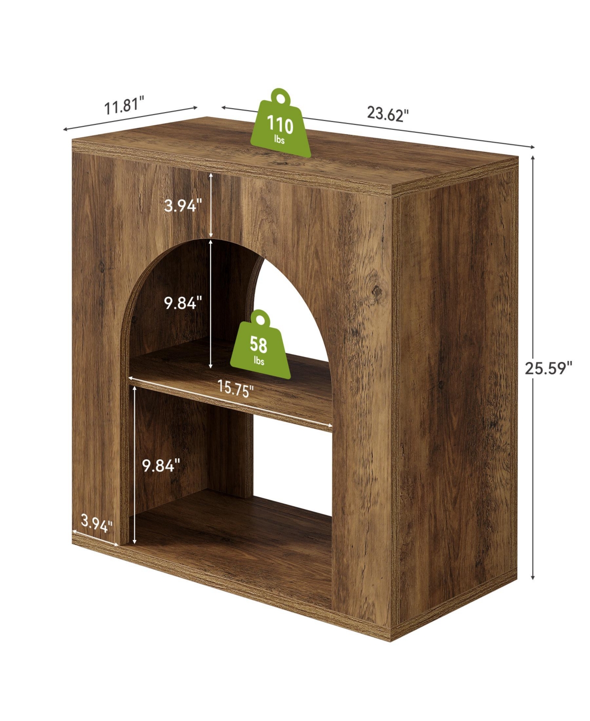 Tribesigns 3-Tier End Table, Small Wooden Side Table with Open Storage Shelf for Living Room, Rustic Narrow Night Stand, Bedside Table