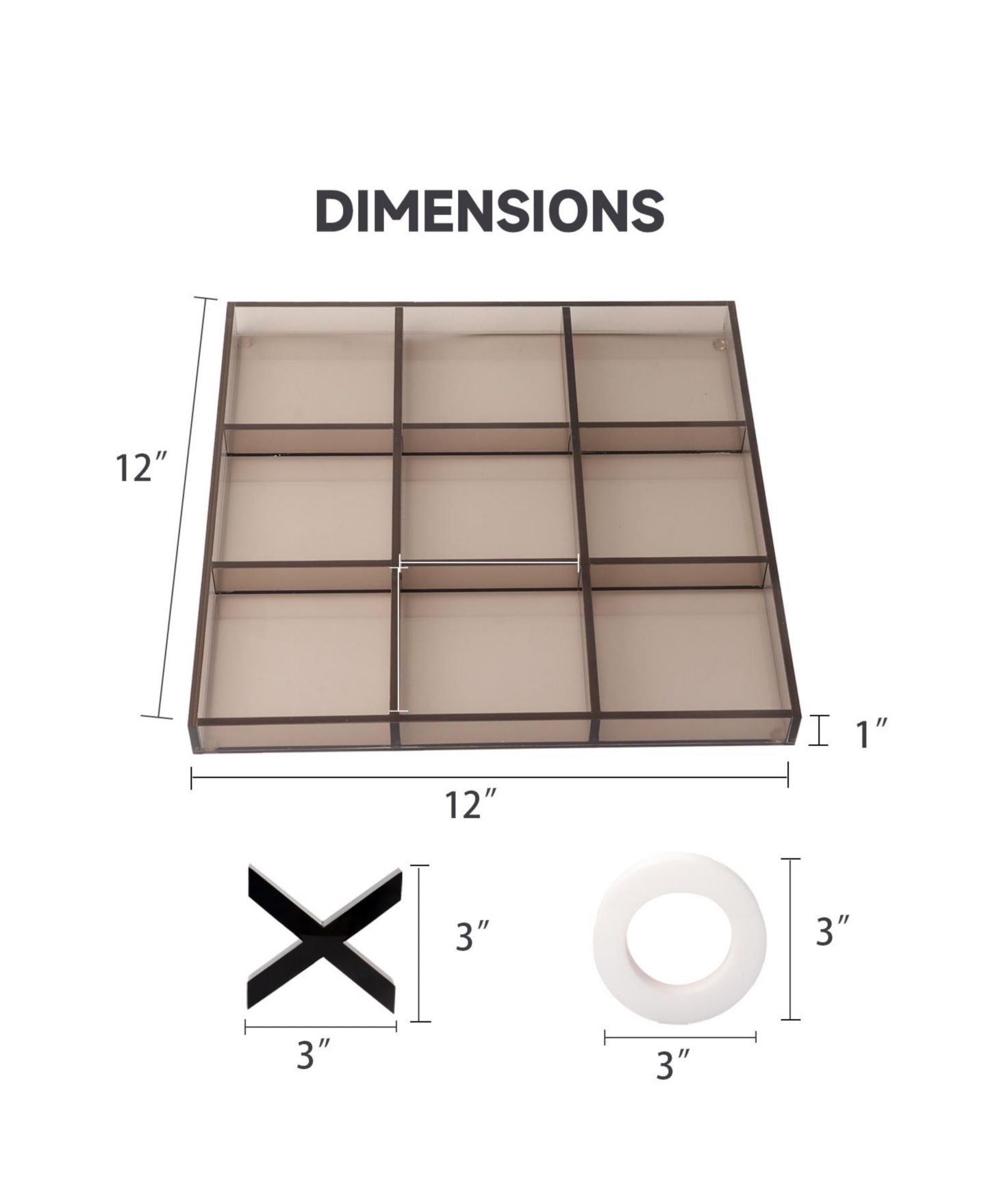 Детская настольная игра GSE Games & Sports Expert Classic 2-Player 12" Giant Acrylic Tic Tac Toe Board Game, от 3 лет — фото 2