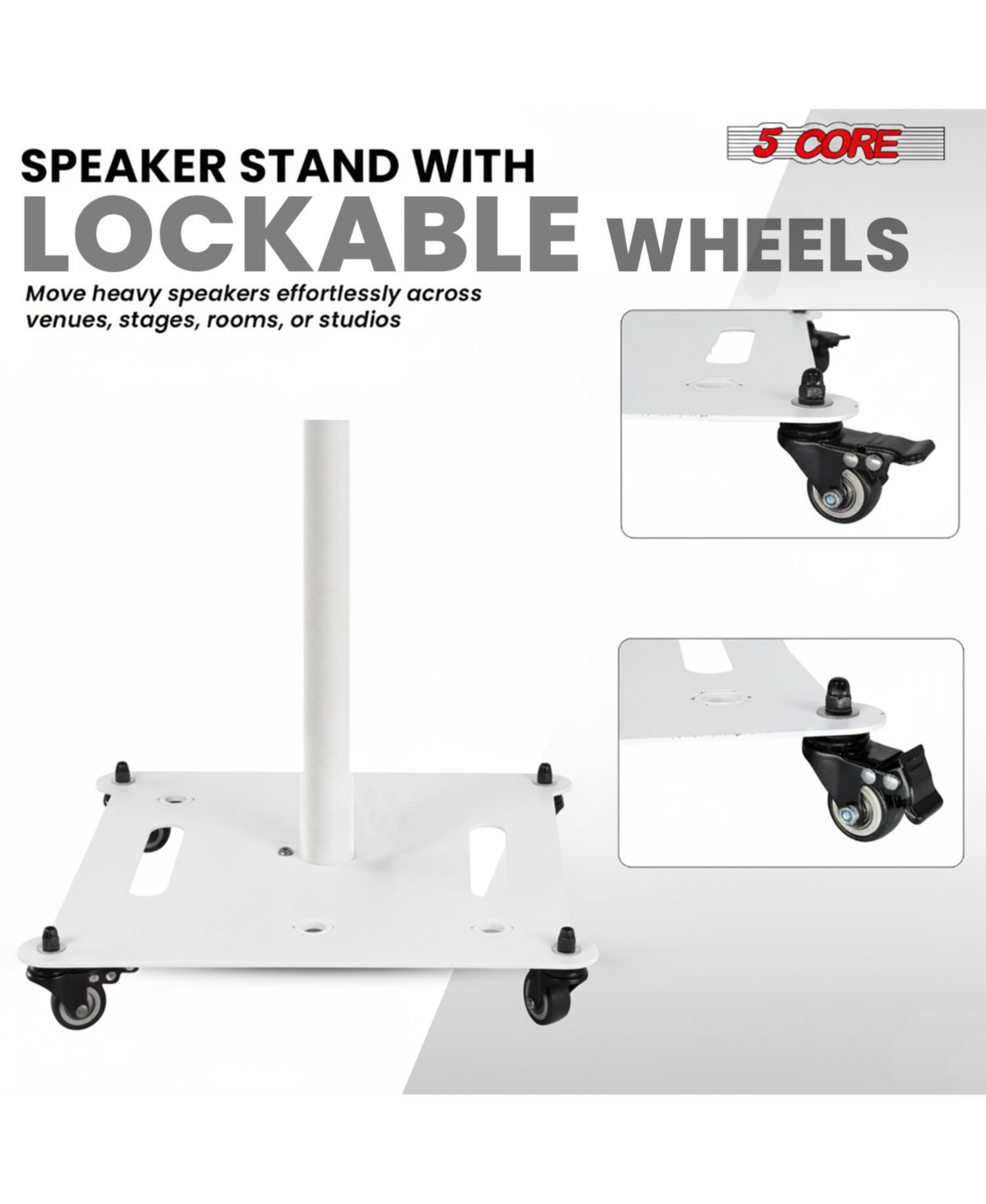 5 Core Speaker Stand 2Pc Heavy Duty Adjustable Height 61" Dj Pa Stands 35mm Mount 100Lb Capacity