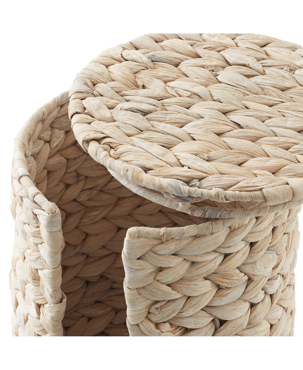 Casafield Toilet Paper Roll Holder with Lid - Natural, Fits 3 Rolls, Free Standing Water Hyacinth Bath Tissue Storage Organizer for Bathroom