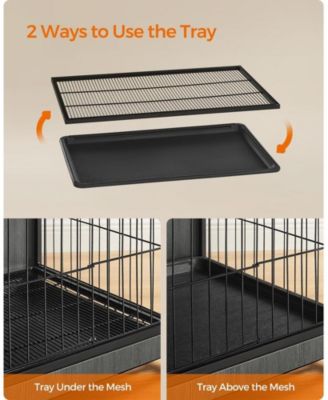 Indoor Dog Crate Furniture with Double Doors, Reversible Side Door, Removable Tray, Top Holds 154 lb