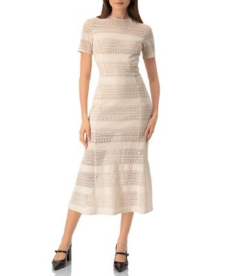 Women's Midi Crochet Striped Dress