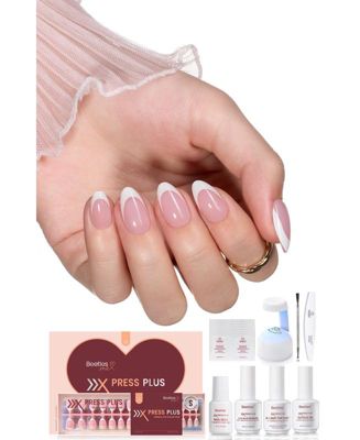 X Press Short Almond French Tip Press-On Nails Kit (224 pcs)