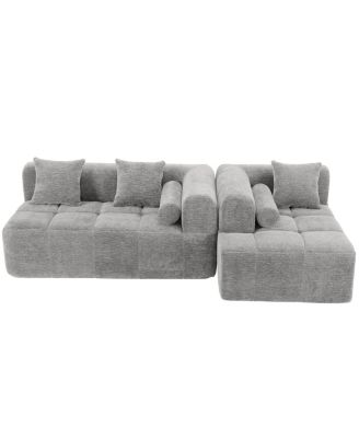 101.2" Light Gray Modular Sectional Sofa with Deep Seating & Side Pockets