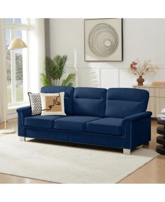 Streamdale  Furniture  82" Modern Snowfleece 3-Seater Sofa, Blue