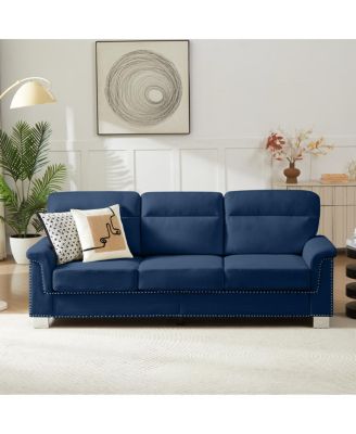 Streamdale  Furniture  82" Modern Snowfleece 3-Seater Sofa, Blue