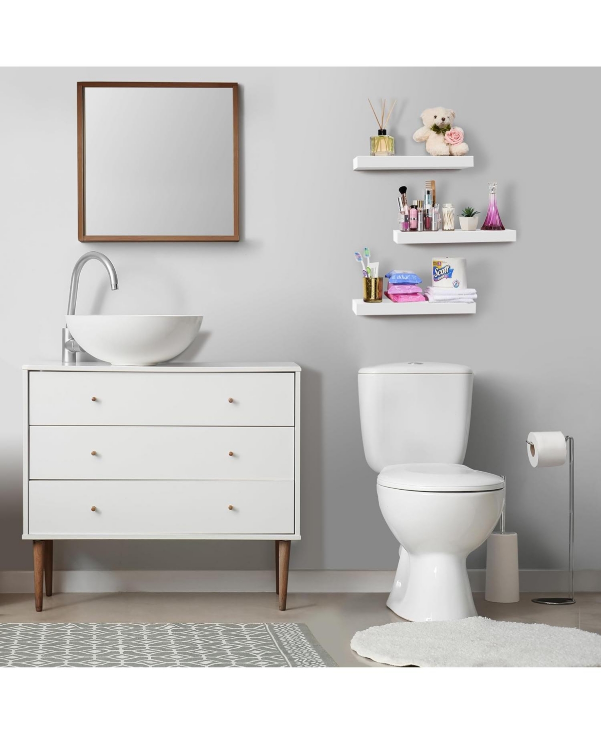 Sorbus 2 Pack 16 Inch Rectangle Wall Mounted Floating Shelves - for Home Decor to Display Trophies, Books, Frames, and more