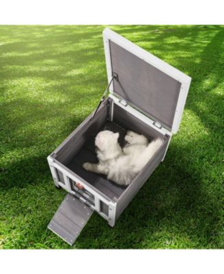 Weatherproof Outdoor Cat House Shelter with PVC Door Flaps and Open Roof