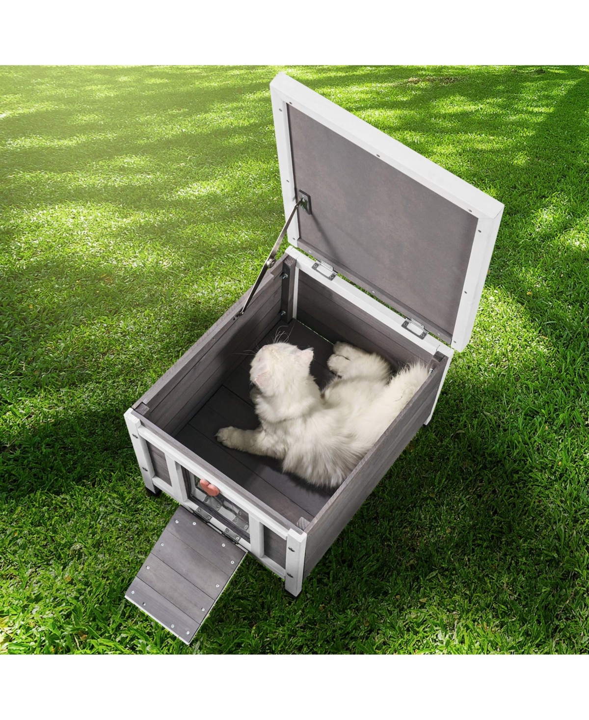 Cozito Weatherproof Outdoor Cat House Shelter with Pvc Door Flaps and Open Roof