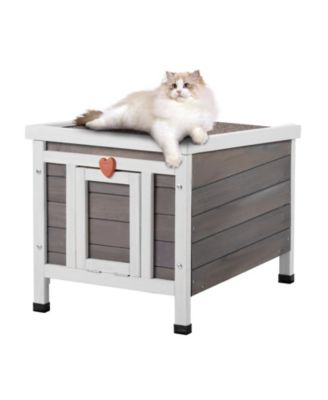 Weatherproof Outdoor Cat House Shelter with PVC Door Flaps and Open Roof