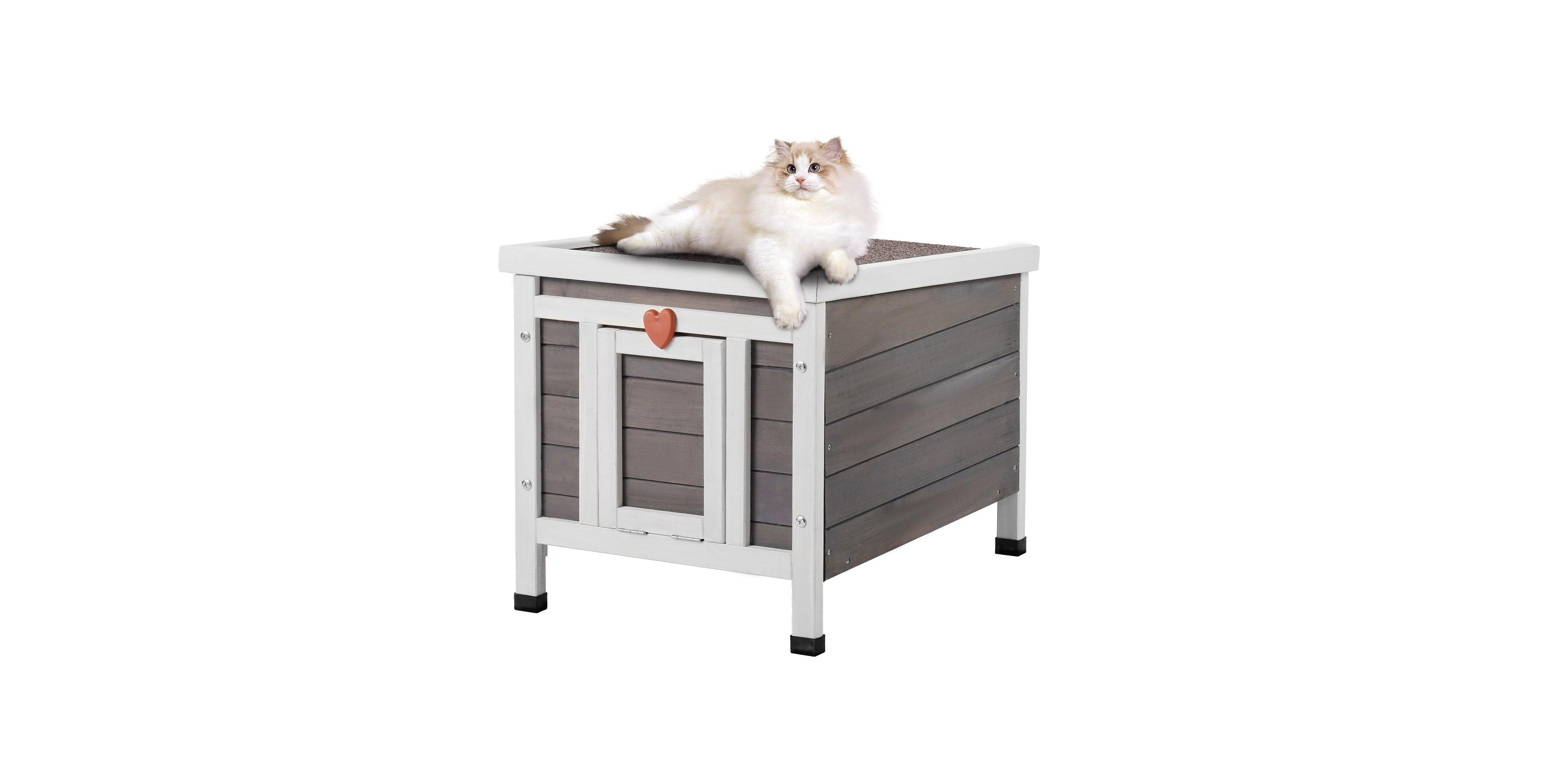 Cozito Weatherproof Outdoor Cat House Shelter with Pvc Door Flaps and Open Roof