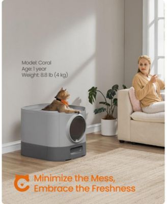 XL Enclosed Cat Litter Box with Slide-Out Tray, Grate Top, Leak-Resistant Base, 3-Mode Door