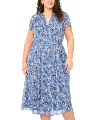 Plus Size Split Neck Shirt Dress