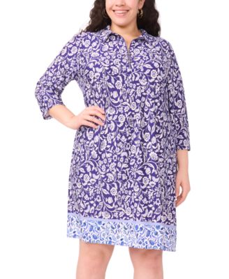 Plus Size Collared Neck Zip-Front Dress