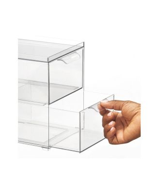 2-Drawer Stackable Organizer for Kitchen or Pantry - Set of 2 - Clear
