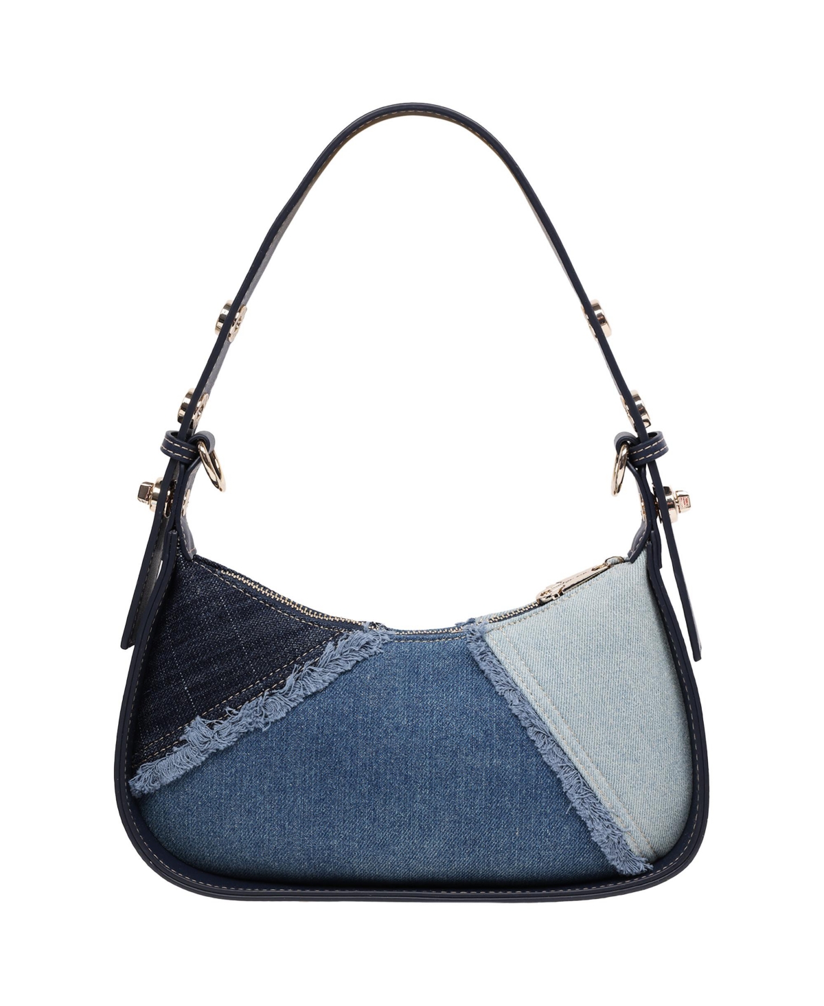 True Religion Frayed Denim Horseshoe Flap Shoulder Bag