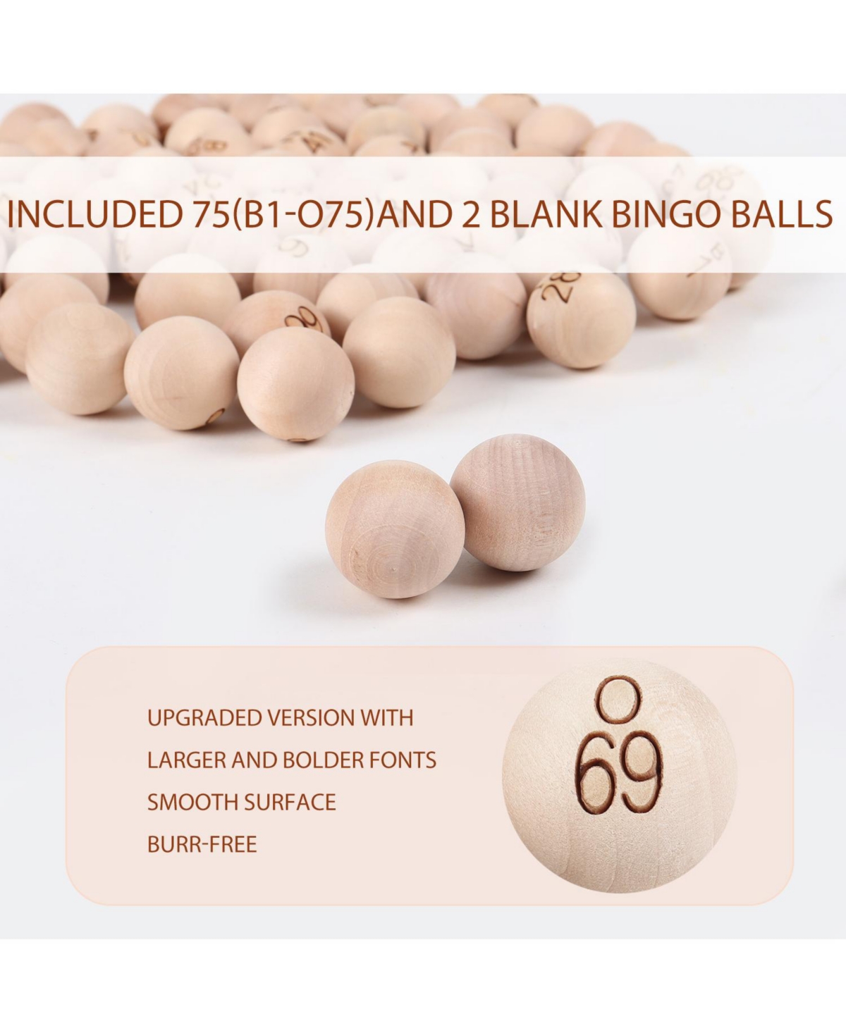 Gse Games & Sports Expert 7/8-Inch Solid Wooden Replacement Bingo Balls for Parties, Bingo Nights, Prize Raffles