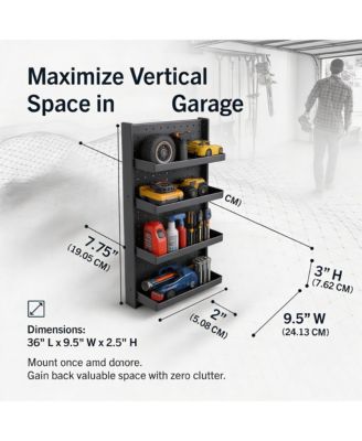 Wall-Mounted Garden Tool Rack - 4 Hooks, Heavy-Duty Steel, Easy Install, Durable
