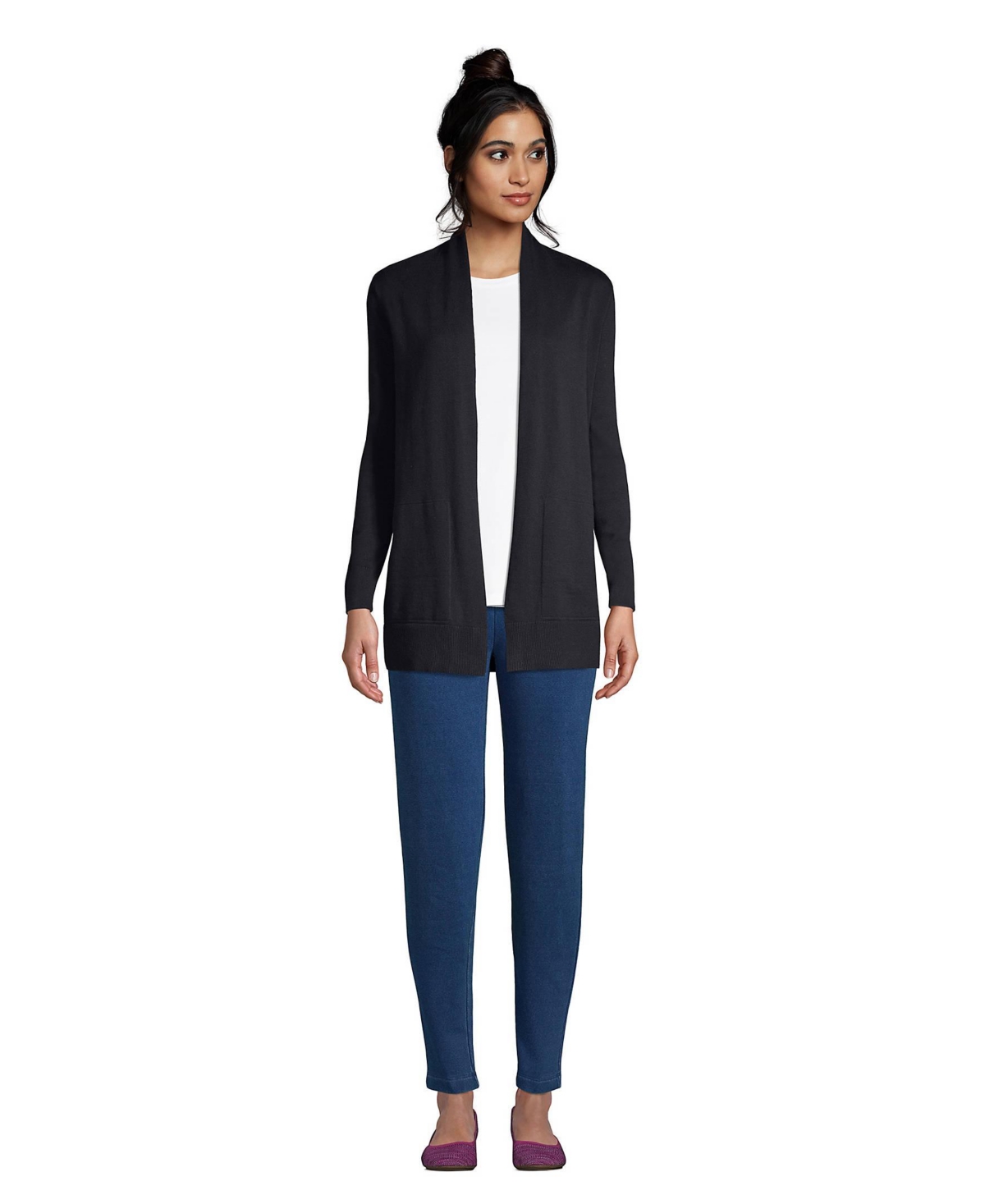 Lands' End Women's Tall Long Sleeve Open Cardigan Sweater