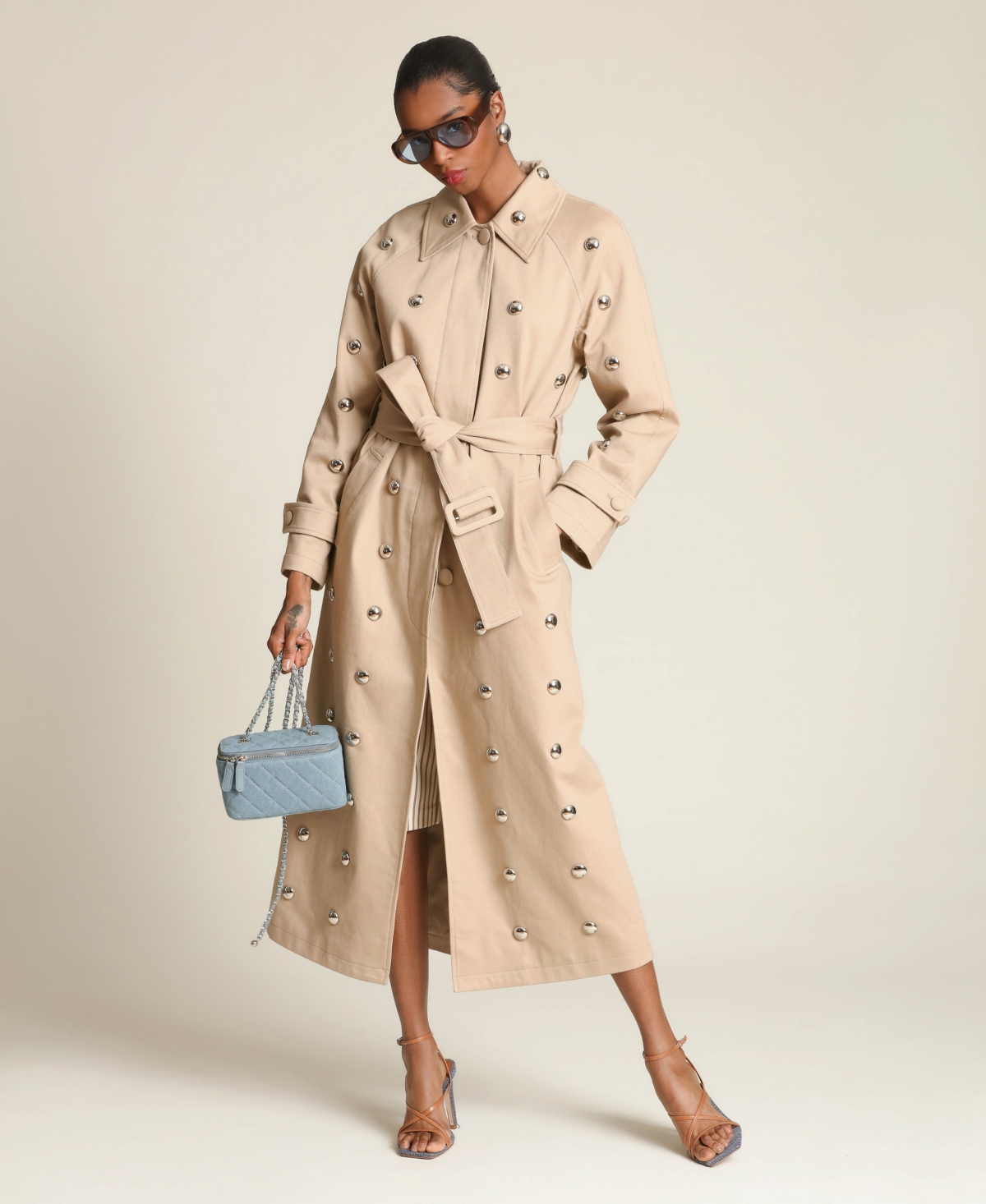 Avec Les Filles Women's Studded Belted Trench