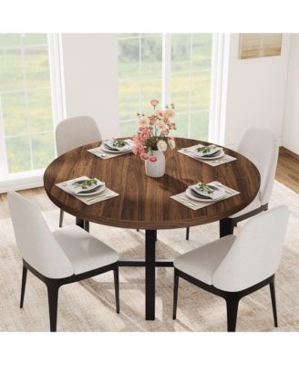 Kitchen Table Garvee 47 Inch Round Industrial Dining Table for 4