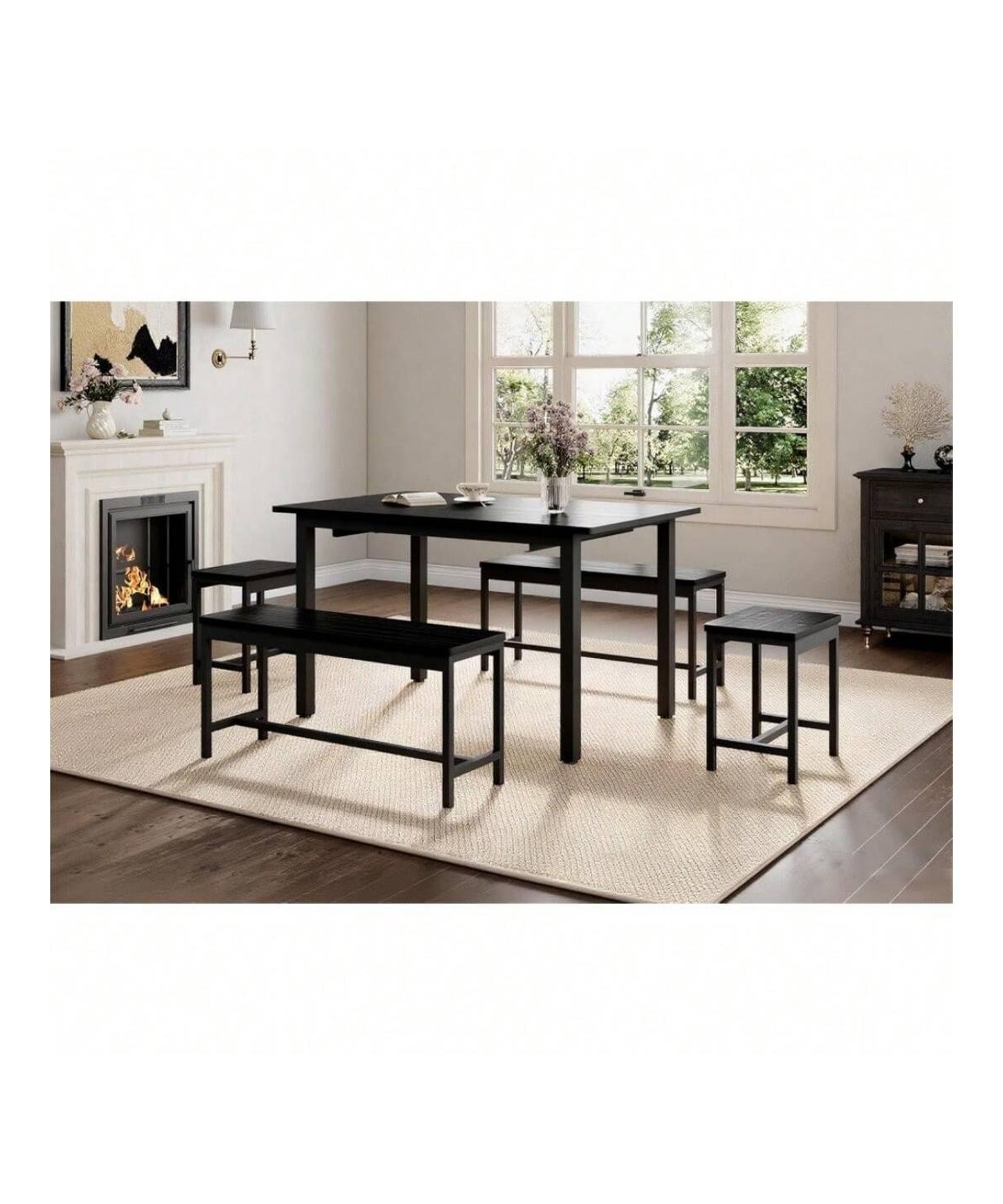 Gaomon Kitchen Table 63 Inch 5 Piece Extendable Dining Table Set For 4 To 8 Modern Space Saving Kitchen Table