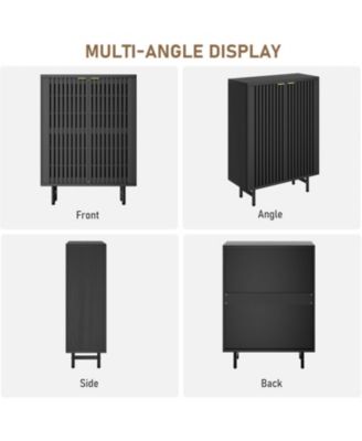 6-Tier Shoe Cabinet with Doors, Wooden Shoe Storage Cabinet Organizer, Louvered Doors, Freestanding Narrow Entryway & Hallway Shoe Rack