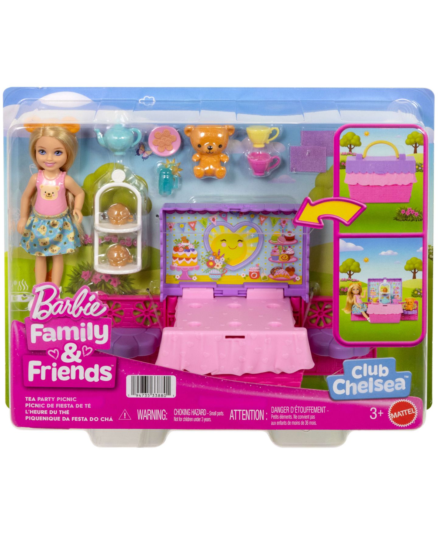 Детский игровой набор Barbie Family & Friends Club Chelsea Pop-Up Tea Party Playset, Ages 3+ — фото 4