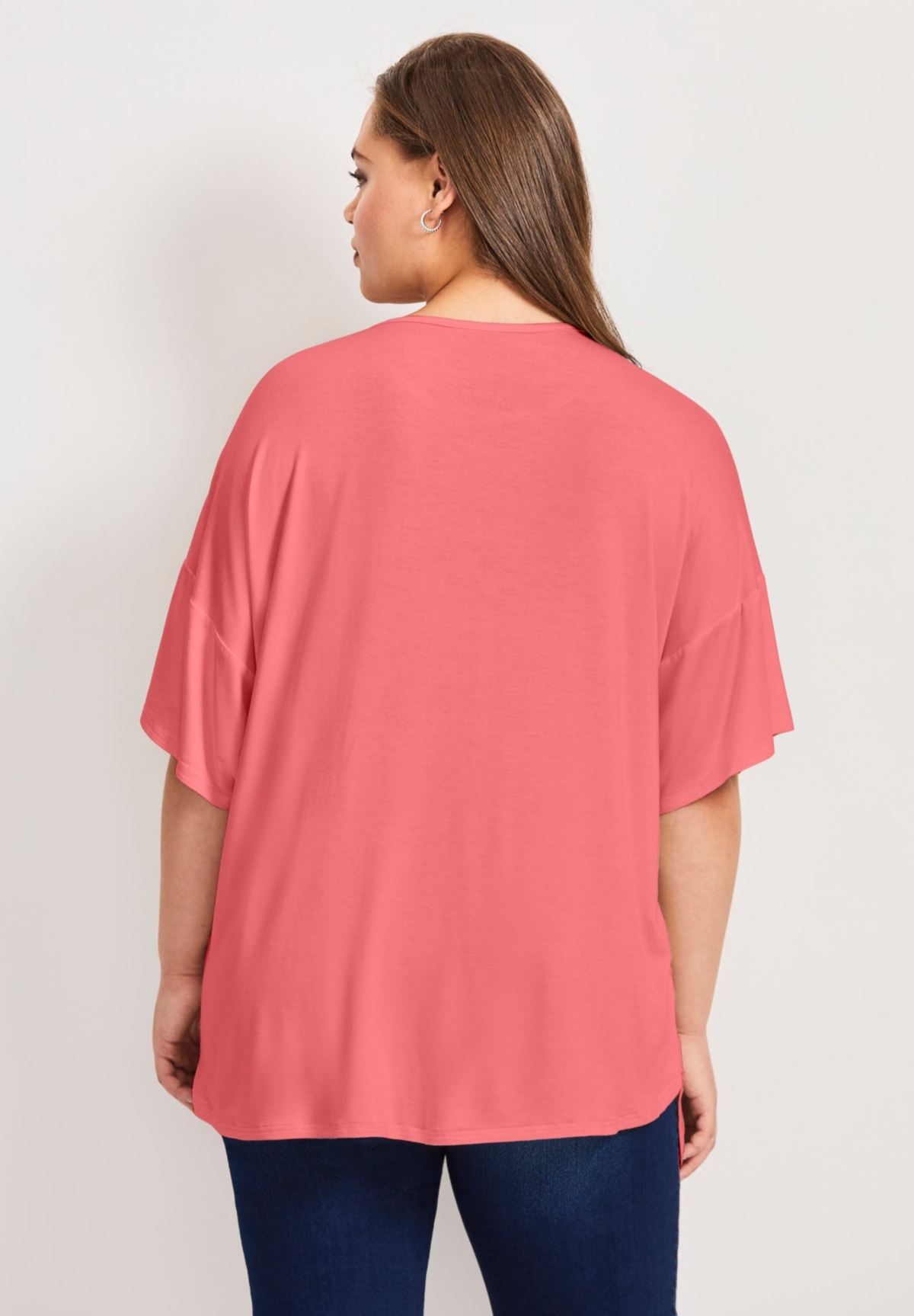 Avenue Women's Plus Mixed Media Floral Print Top