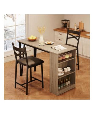 Kitchen Table 3Piece 36in Wooden Counter Height Dining Table Setfor Dining Room, Home Office, Living Room