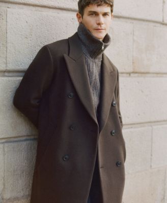 Men's Relaxed-Fit Double-Breasted Wool Coat