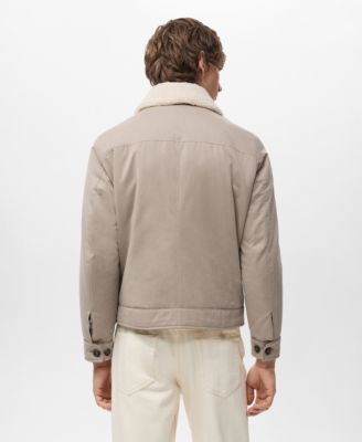 Men's Shearling-Effect Collar Quilted Jacket