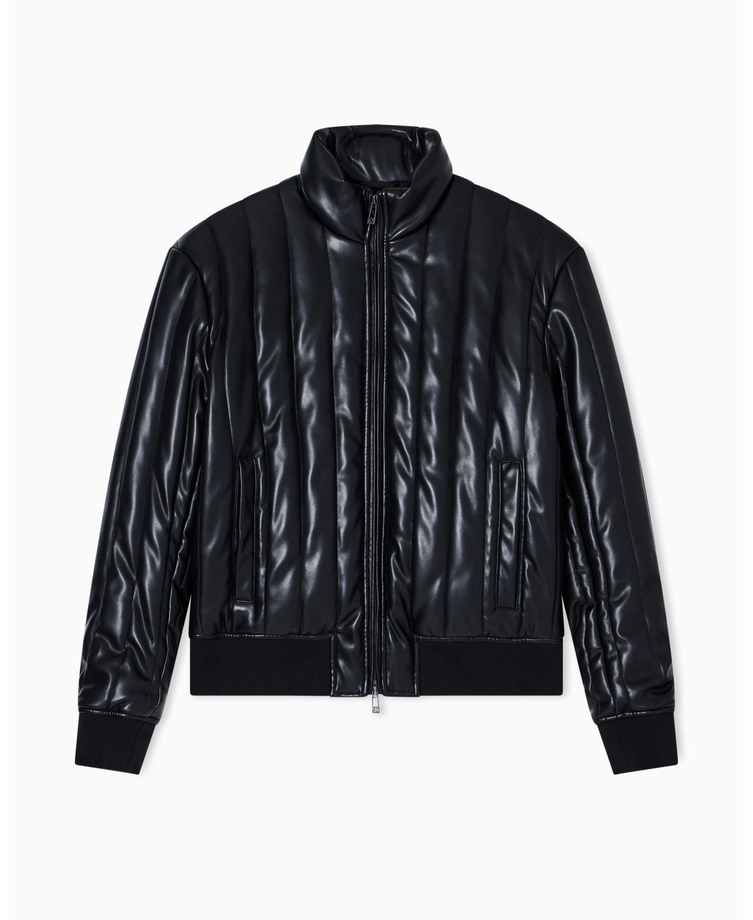 Men's Quilted Faux-Leather Puffer Jacket
