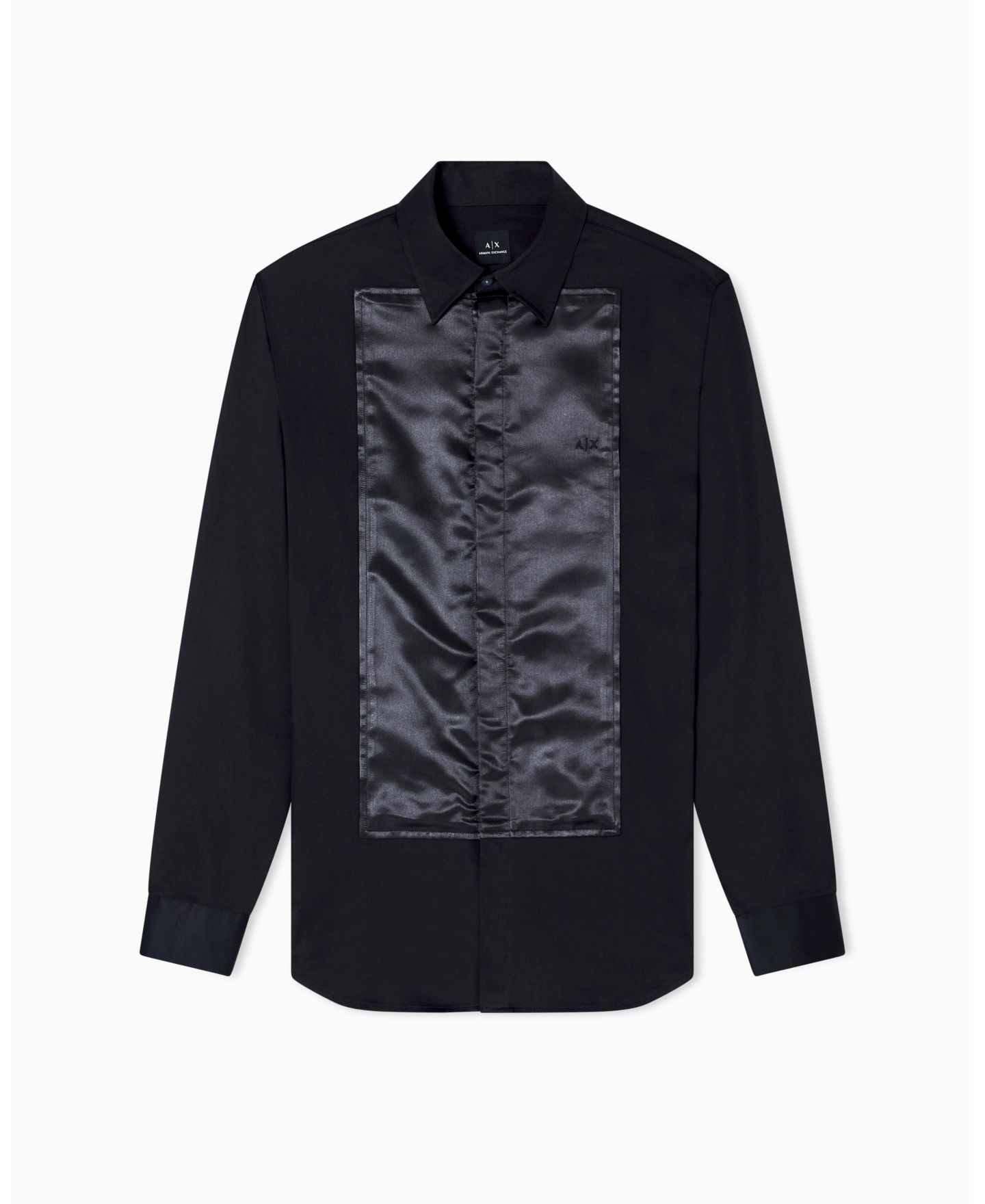 Мужская рубашка A|X Armani Exchange Night Lab Satin Box Woven, цвет: Чёрный — фото 7
