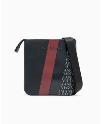 Men's Striped Flat Logo Graphic Details Crossbody Bag