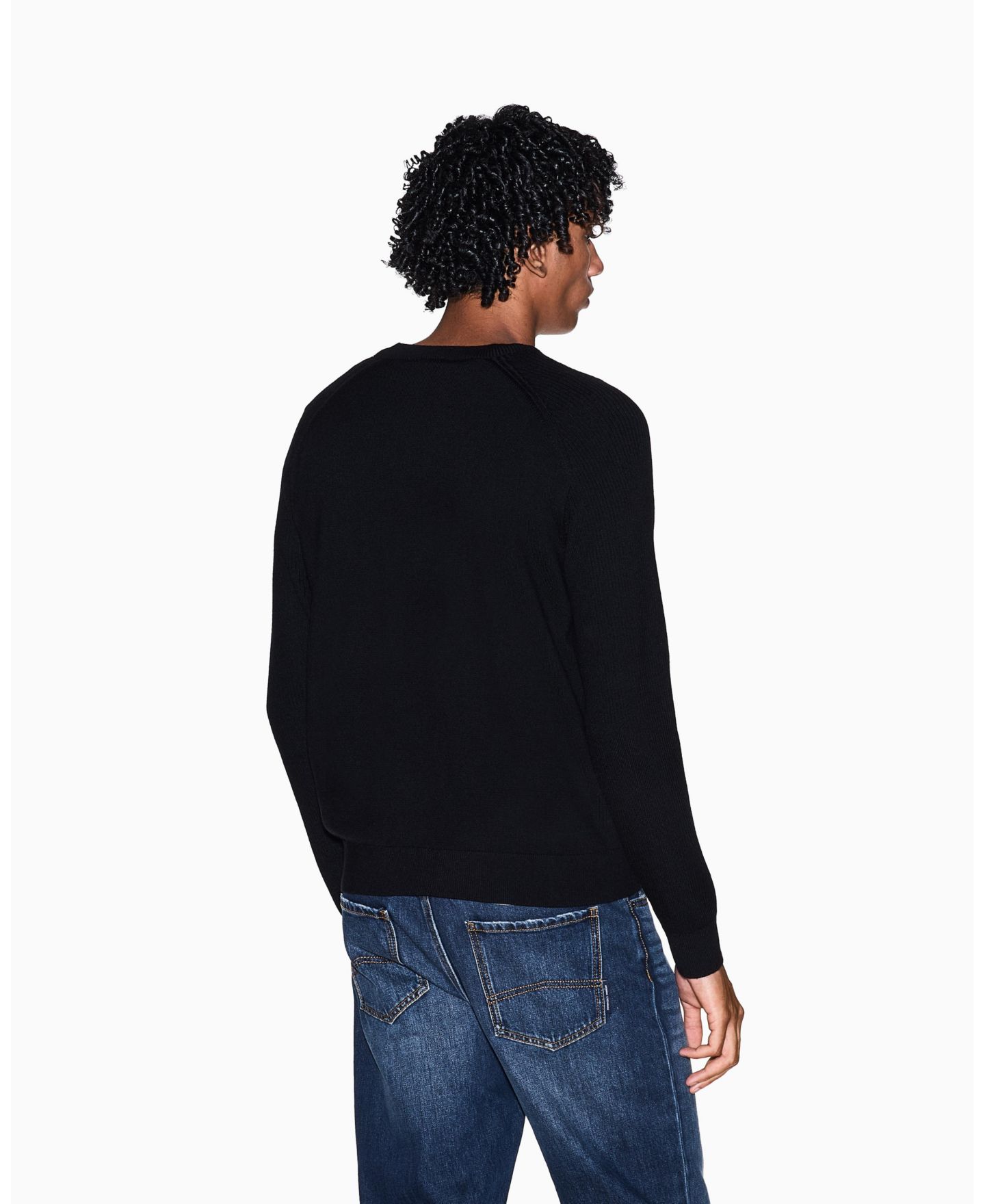 Мужской свитер A|X Armani Exchange Wool Cotton Blend Crew Neck, цвет: Чёрный — фото 3