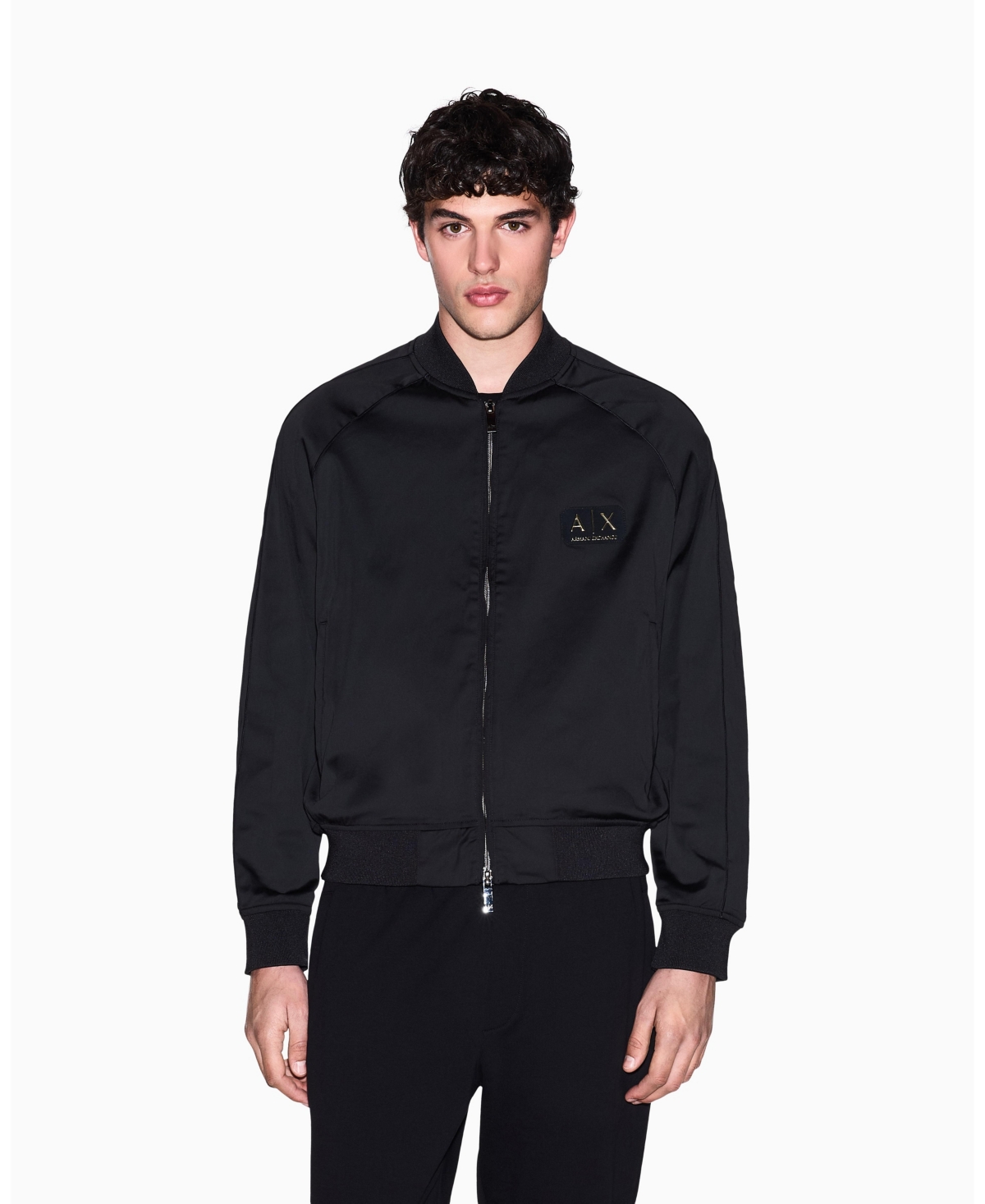 A|X Armani Exchange Men's Black and Gold Bomber Jacket