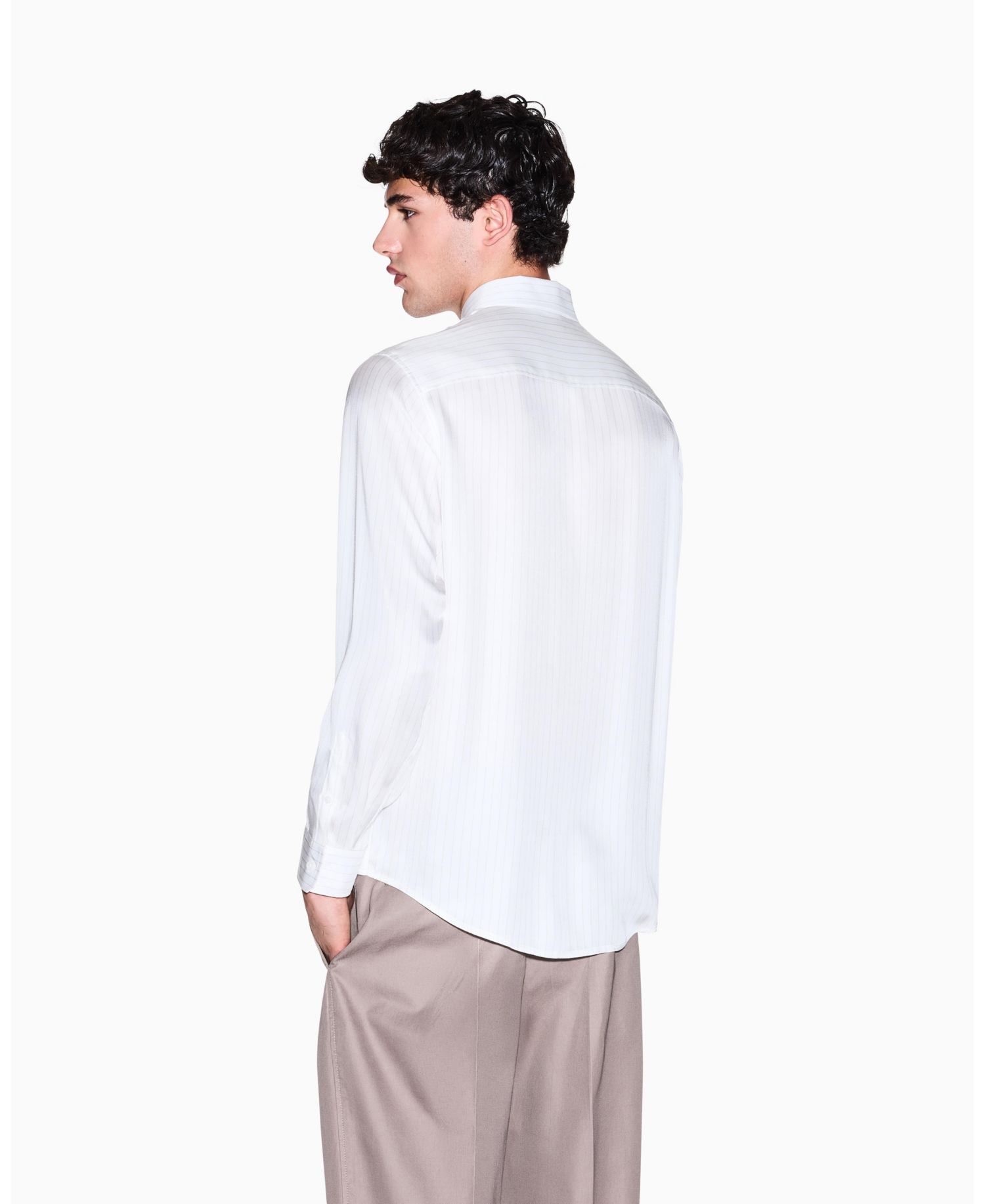 Men's Long Sleeve Striped Viscose Woven Shirt