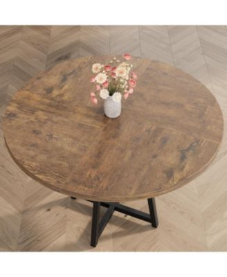 Kitchen Table Industrial Round Dining Table 47 Inch Kitchen Table Set for 4 to 6 Dinner Table