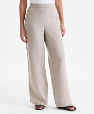 Women's 100% Linen Wide-Leg Sailor Pants