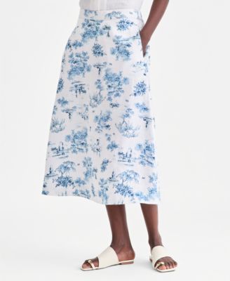 Women's 100% Linen Midi Skirt