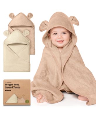 2pk Snuggle Baby Towels with Hood for Newborn Girls, Boys, Toddlers, Soft & Absorbent Hooded Baby Bath Towels