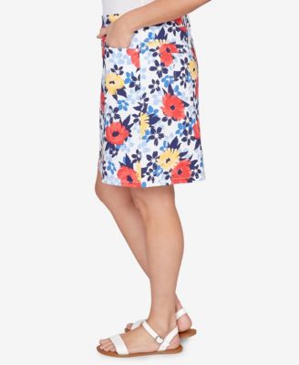 Plus Size Printed Tech Stretch Pull On Skort
