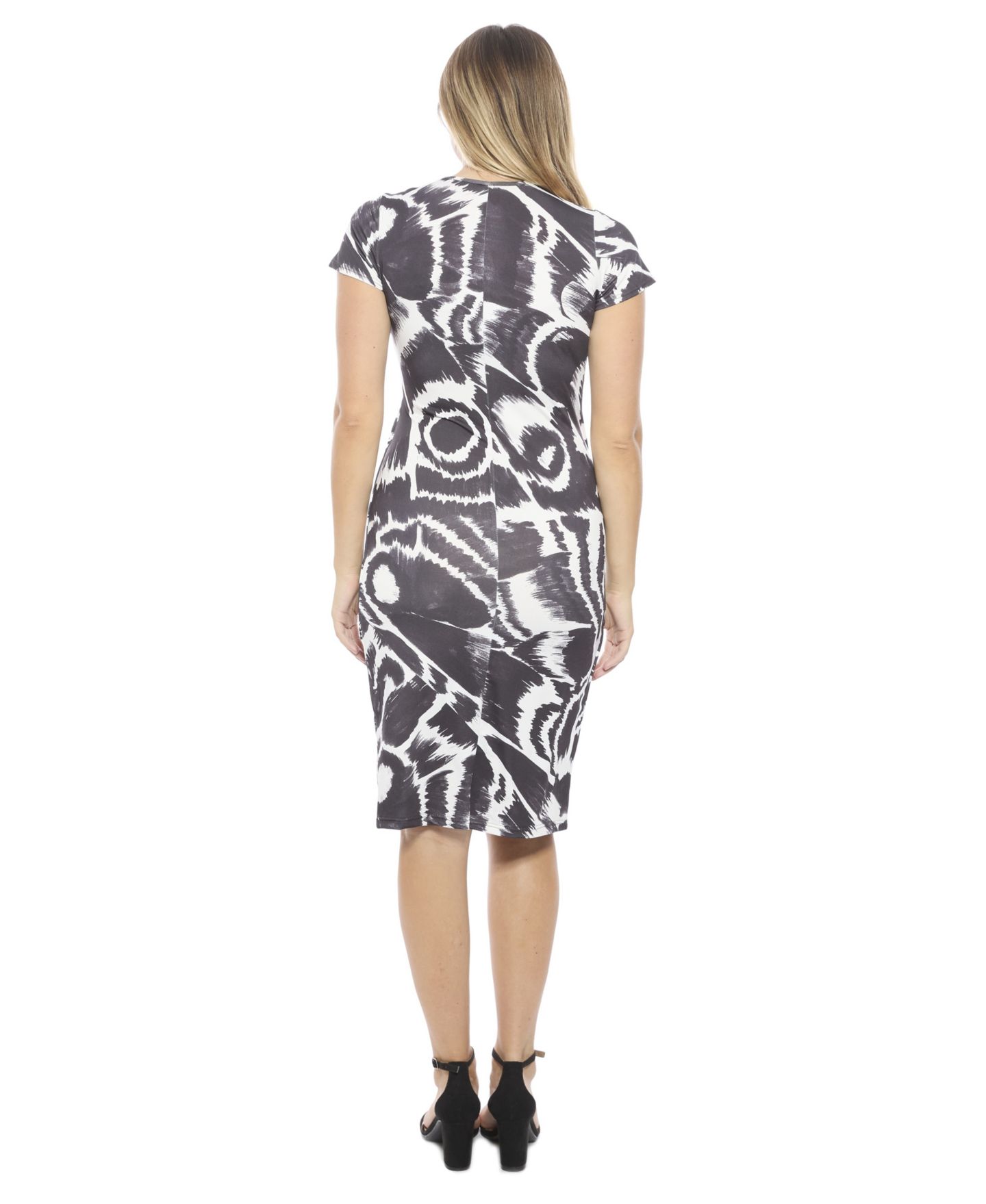 Женское платье 24seven Comfort Apparel Abstract V-Neck Short-Sleeve Knee Length Faux Wrap, цвет: С принтом — фото 3
